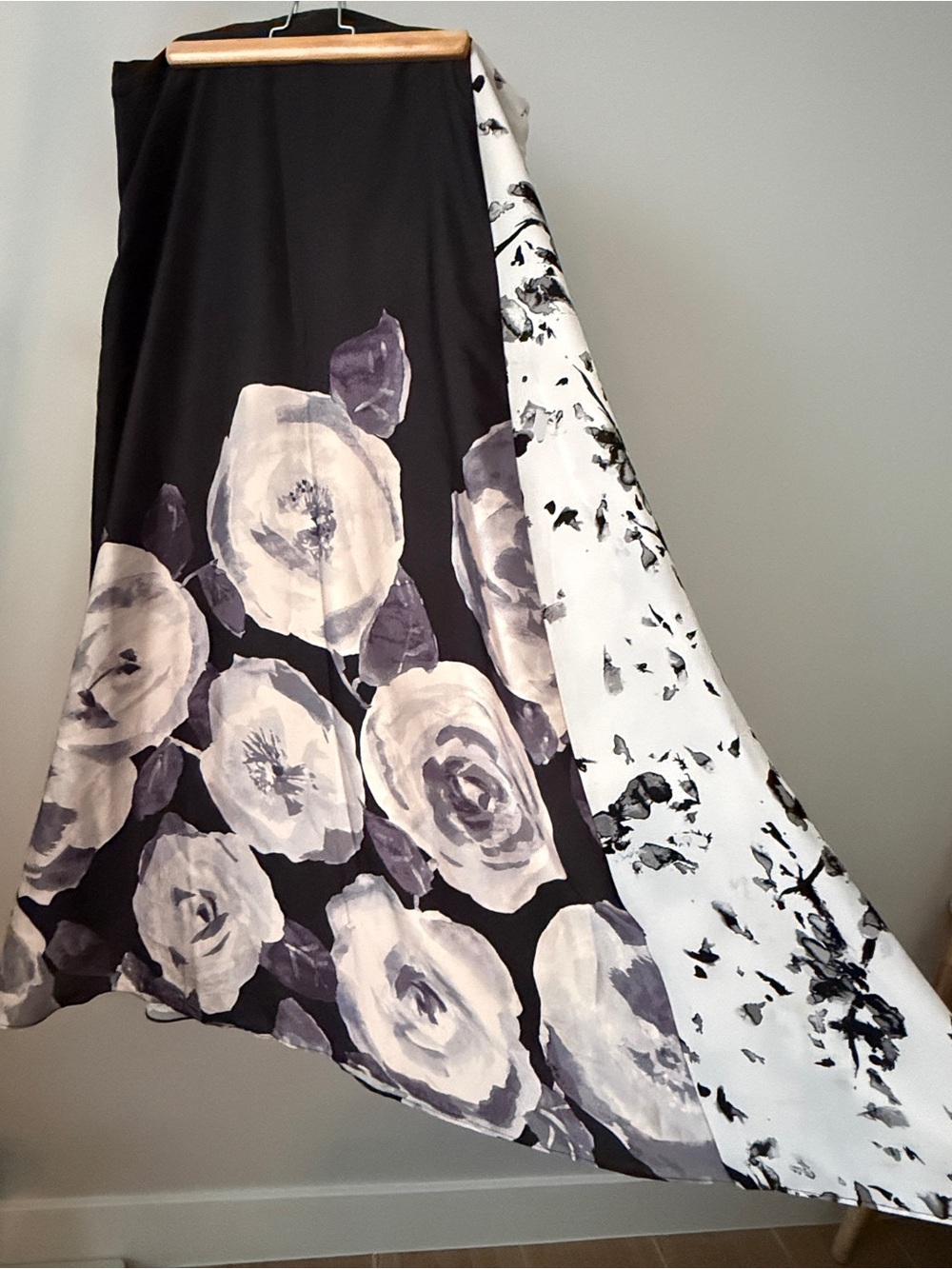 RACHEL Rachel Roy Black and White Floral Curtain Panel